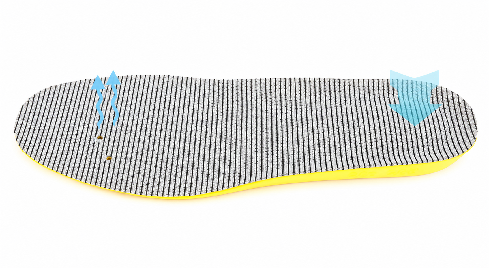 BTI insole diagram showing step-driven air intake and exhaust